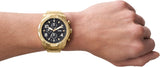 Fossil Bronson Chronograph Black Dial Gold Steel Strap Watch for Men - FS5877 Buy Now By Fossil