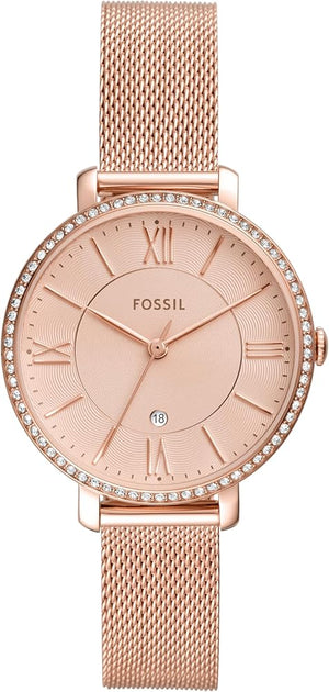 Fossil Jacqueline Quartz Rose Gold Dial Rose Gold Mesh Strap Watch for Women - ES4628 Buy Now By Fossil