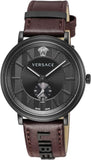 Versace V-Circle Manifesto Black Dial Maroon Leather Strap Watch for Men - VBQ040017 Buy Now By Versace