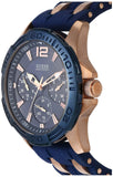 Guess Oasis Blue Dial Blue & Rose Gold Stainless Steel Strap Watch For Men - W0366G4 Buy Now By Guess