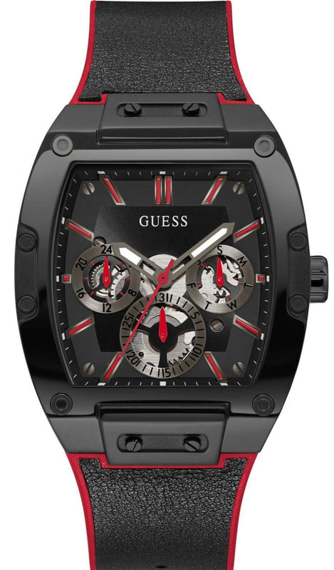 Guess Phoenix Multifunction Black Dial Black & Red Rubber Strap Watch for Men - GW0202G7 Buy Now By Guess