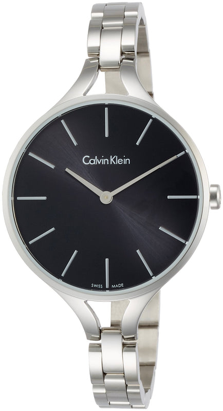 Calvin Klein Graphic Black Dial Silver Steel Strap Watch for Women - K7E23141 Buy Now By Calvin Klein