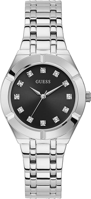 Guess Crystalline Diamonds Black Dial Silver Steel Strap Watch for Women - GW0114L1 Buy Now By Guess