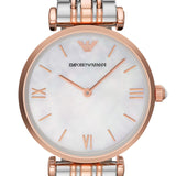 Emporio Armani T Bar Gianni Classic Mother Of Pearl Dial Two Tone Steel Strap Watch For Women - AR1683 Buy Now By Emporio Armani