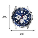 Fossil Garrett Chronograph Blue Dial Blue Rubber Strap Watch for Men - FS5709 Buy Now By Fossil
