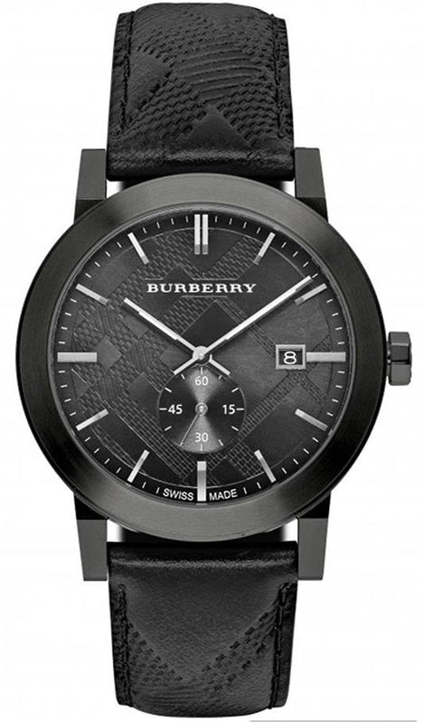 Burberry The City Black Dial Black Leather Strap Watch for Men - BU9906 Buy Now By Burberry