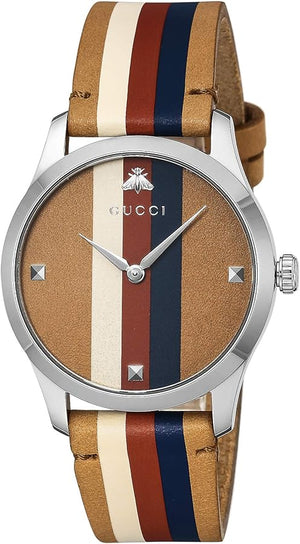 Gucci G Timeless Quartz Brown Dial Brown Leather Strap Watch For Men - YA1264078 Buy Now By Gucci