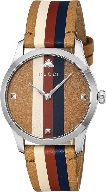 Gucci G Timeless Quartz Brown Dial Brown Leather Strap Watch For Men - YA1264078 Buy Now By Gucci