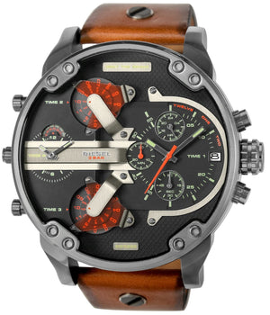 Diesel Mr Daddy 2.0 Chronograph Black Dial Brown Leather Strap Watch For Men - DZ7332 Buy Now By Diesel