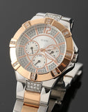 Guess Vista Analog Diamonds Silver Dial Two Tone Steel Strap Watch for Women - W0024L1 Buy Now By Guess
