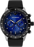 Emporio Armani Mario Chronograph Blue Dial Black Leather Strap Watch For Men - AR11522 Buy Now By Emporio Armani