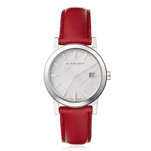 Burberry The City Silver Dial Red Leather Strap Watch for Women - BU9129 Buy Now By Burberry