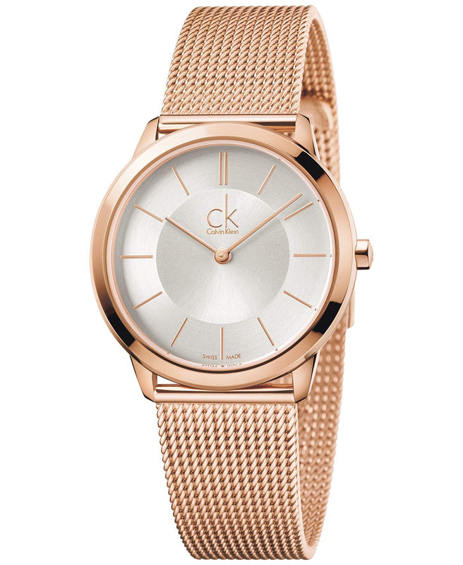 Calvin Klein Minimal White Dial Rose Gold Mesh Bracelet Watch for Women - K3M22626 Buy Now By Calvin Klein