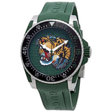 Gucci Dive Tiger Green Dial Green Rubber Strap Watch For Men - YA136316 Buy Now By Gucci