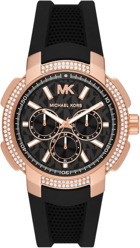 Michael Kors Sydney Pave Black Dial Black Silicone Strap Watch for Women - MK7245 Buy Now By Michael Kors