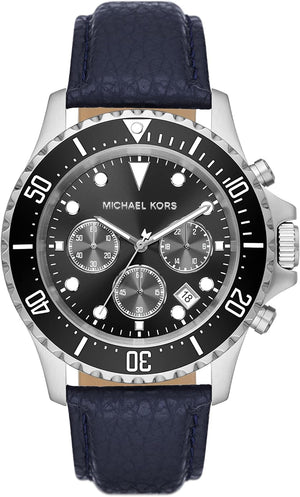 Michael Kors Everest Chronograph Black Dial Blue Leather Strap Watch For Men - MK9091 Buy Now By Michael Kors