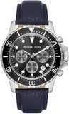 Michael Kors Everest Chronograph Black Dial Blue Leather Strap Watch For Men - MK9091 Buy Now By Michael Kors