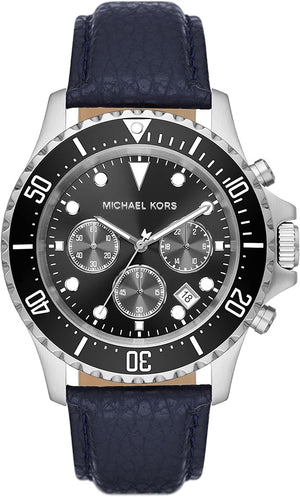 Michael Kors Everest Chronograph Black Dial Blue Leather Strap Watch For Men - MK9091 Buy Now By Michael Kors