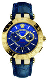 Versace V-Race Multifunction Quartz Blue Dial Blue Leather Strap Watch For Men - VEBV00219 Buy Now By Versace