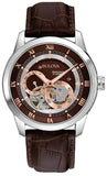 Bulova Classic Skeleton Automatic Brown Dial Brown Leather Strap Watch for Men - 96A120 Buy Now By Bulova
