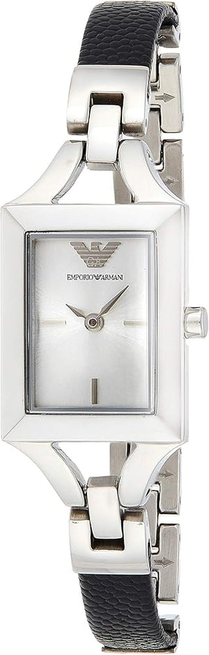 Emporio Armani Chiara Analog Silver Dial Black Leather Strap Watch For Women - AR7372 Buy Now By Emporio Armani