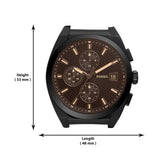 Fossil Everett Chronograph Black Dial Brown Leather Strap Watch for Men - FS5798 Buy Now By Fossil