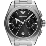 Emporio Armani Federico Chronograph Black Dial Silver Steel Strap Watch For Men - AR11560 Buy Now By Emporio Armani