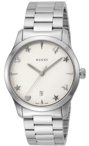 Gucci G Timeless White Dial Silver Steel Strap Watch For Women - YA1264028A Buy Now By Gucci