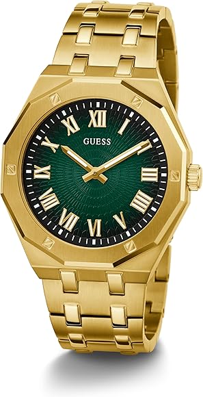 Guess Asset Quartz Green Dial Gold Steel Strap Watch For Men - GW0575G2 Buy Now By Guess