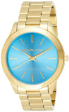 Michael Kors Slim Runway Blue Dial Gold Steel Strap Watch for Women - MK3265 Buy Now By Michael Kors