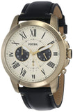 Fossil Grant Chronograph White Dial Black Leather Strap Watch for Men - FS5272 Buy Now By Fossil