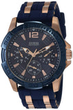 Guess Oasis Blue Dial Blue & Rose Gold Stainless Steel Strap Watch For Men - W0366G4 Buy Now By Guess