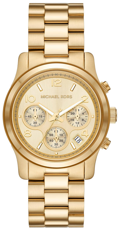 Michael Kors Runway Chronograph Gold Dial Gold Steel Strap Watch For Women - MK7323 Buy Now By Michael Kors