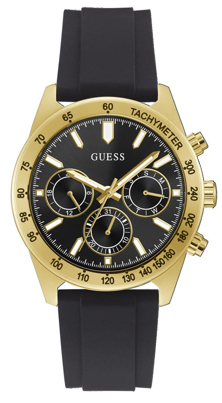 Guess Sport Multifunctional Black Dial Black Rubber Strap Watch for Men - GW0332G2 Buy Now By Guess
