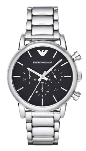 Emporio Armani Chronograph Black Dial Silver Steel Strap Watch For Men - AR1853 Buy Now By Emporio Armani