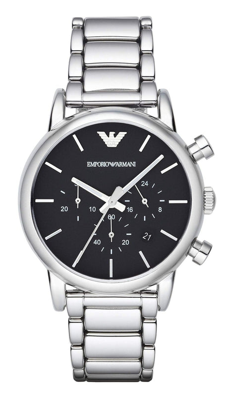 Emporio Armani Chronograph Black Dial Silver Steel Strap Watch For Men - AR1853 Buy Now By Emporio Armani