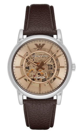 Emporio Armani Luigi Meccanico Brown Dial Brown Leather Strap Watch For Men - AR1982 Buy Now By Emporio Armani