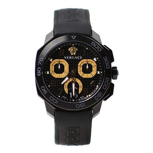 Versace Dylos Chronograph Black Dial Black Rubber Strap Watch for Men - VQC020015 Buy Now By Versace