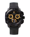 Versace Dylos Chronograph Black Dial Black Rubber Strap Watch for Men - VQC020015 Buy Now By Versace