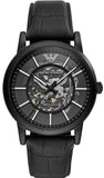 Emporio Armani Meccanico Automatic Skeleton Dial Black Leather Strap Watch For Men - AR60008 Buy Now By Emporio Armani