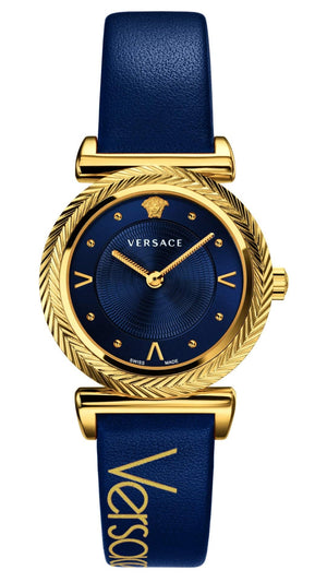 Versace Greca Blue Dial Blue Leather Strap Watch for Women - VERE00218 Buy Now By Versace