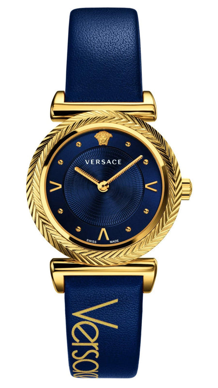 Versace Greca Blue Dial Blue Leather Strap Watch for Women - VERE00218 Buy Now By Versace