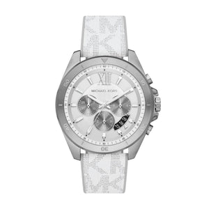 Michael Kors Brecken Chronograph Silver Dial White Leather Strap Watch For Men - MK8949 Buy Now By Michael Kors