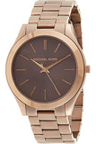 Michael Kors Slim Runway Brown Dial Rose Gold Stainless Steel Strap Watch for Women - MK3181 Buy Now By Michael Kors