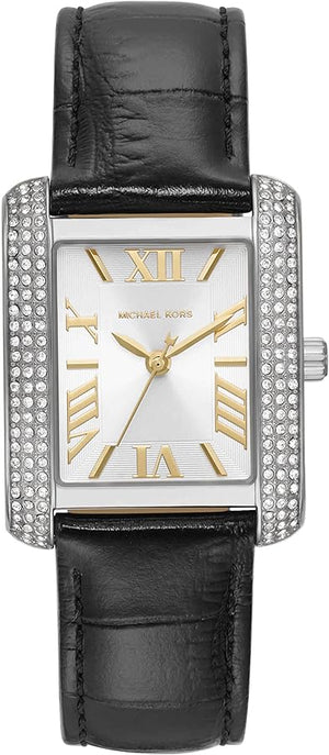 Michael Kors Emery Three Hand Silver Dial Black Leather Strap Watch For Women - MK4696 Buy Now By Michael Kors
