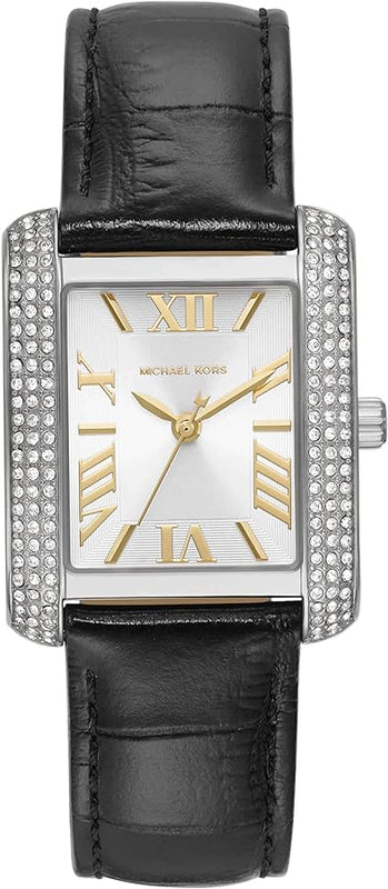 Michael Kors Emery Three Hand Silver Dial Black Leather Strap Watch For Women - MK4696 Buy Now By Michael Kors