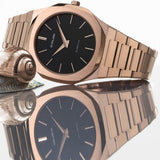 D1 Milano Ultra Thin Black Dial Gold Steel Strap Watch for Men - D1-UTBJ42 Authentic Buy Shop Now