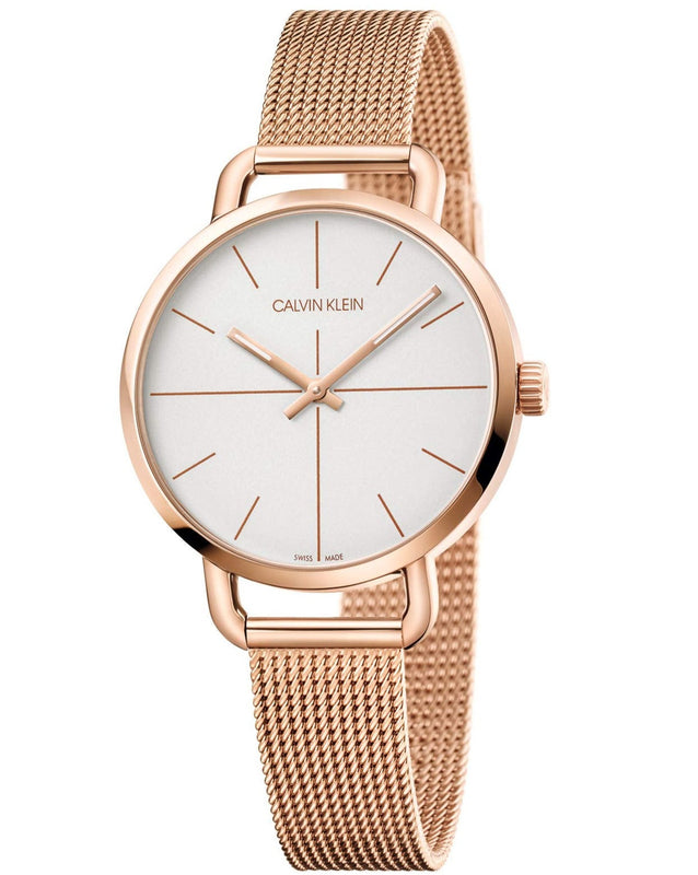 Calvin Klein Even White Dial Rose Gold Mesh Bracelet Watch for Women - K7B23626 Buy Now By Calvin Klein