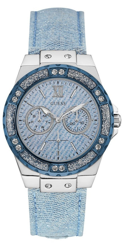 Guess Limelight Quartz Blue Dial Blue Leather Strap Watch For Men - W0775l1 Buy Now By Guess