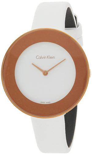 Calvin Klein Chic White Dial White Leather Strap Watch for Women - K7N236K2 Buy Now By Calvin Klein